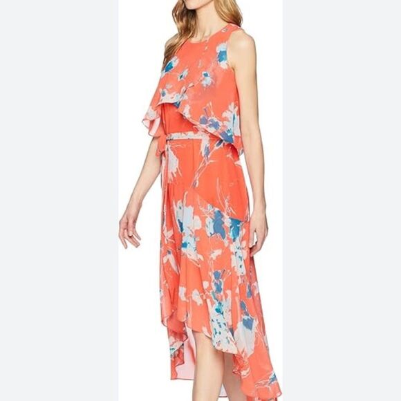 Sangria Coral Floral Maxi Dress Size 8 NWT - Picture 1 of 11